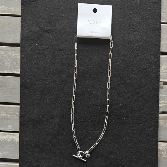 NEW jcrew T-bar paper-clip link chain necklace (Silver) - Picture 1 of 8